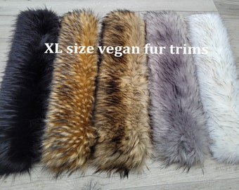 BY ORDER Extra Large Faux Fur Vegan Trim Hood 70 cm, Large Faux Fur Collar Trim, Faux Raccoon Fur, Fur Ruff, Faux Fur Hood, Hood Fur Jacket