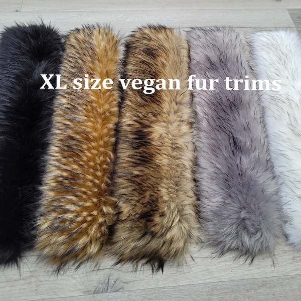 Extra Large Faux Fur Vegan Trim Hood 70 cm, Large Faux Fur Collar Trim, Faux Raccoon Fur, Fur Ruff, Faux Fur Hood, Hood Fur Jacket, Fur