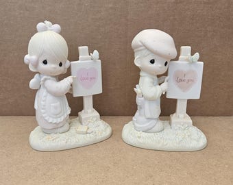 Figurka Precious Moments „Kocham Cię, Drogi Walentynku”, kolekcjonerska figurka vintage, 1986 r., figurka ceramiczna, oryginalne pudełko, Klub kolekcjonerów