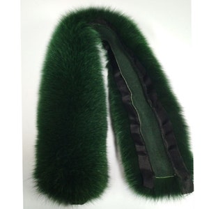 BY ORDER (not Tail) XL Extra Large Real Fox Fur Trim Hood, Green Fur collar trim, Fox Fur Collar, Fur Scarf, Fur Ruff, Fox Fur Hood, Jacket image 4