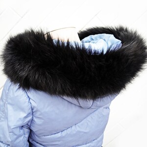 BY ORDER XL Double Real Fox Fur Tail Trim Hood, Fur collar trim, Fox Fur Collar, Fur Scarf, Fur Ruff, Fox Fur Hood, Hood Fur, stripe image 5