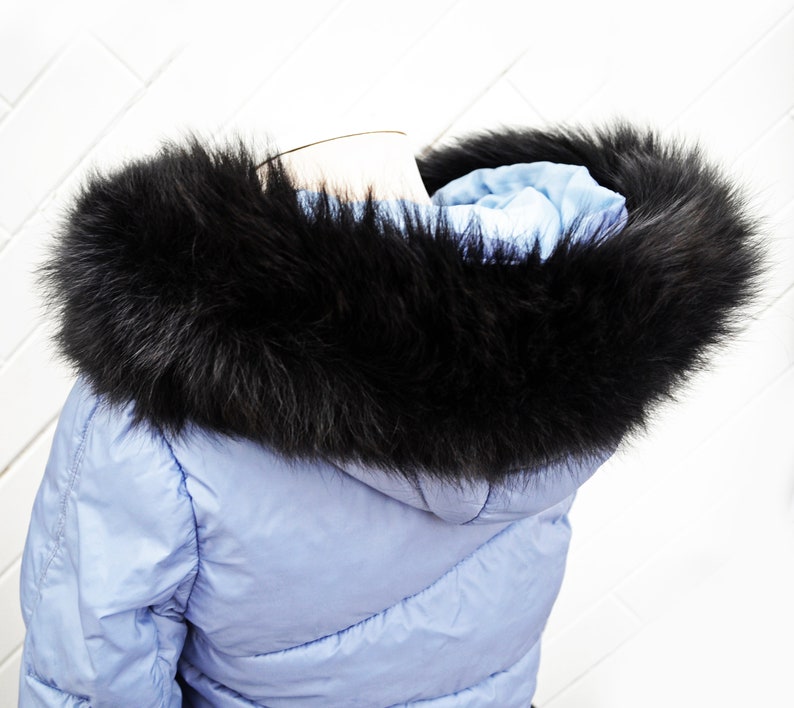 BY ORDER XL Double Real Fox Fur Tail Trim Hood, Fur collar trim, Fox Fur Collar, Fur Scarf, Fur Ruff, Fox Fur Hood, Hood Fur, stripe image 5