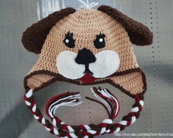 Crochet Hat pattern, Baby Animal Hat, Puppy hat Pattern, Beanie and Earflap Pattern, Newborn Boy Hat, Dog, child crochet pattern, kid,girl