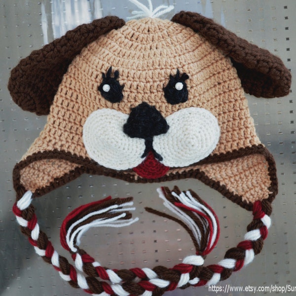 Crochet Hat pattern, Baby Animal Hat, Puppy hat Pattern, Beanie and Earflap Pattern, Newborn Boy Hat, Dog, child crochet pattern, kid,girl