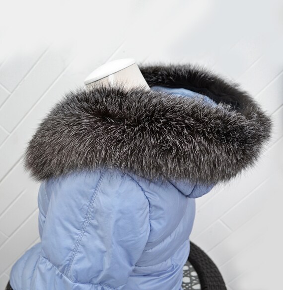 BY ORDER Rare Luxury BLUEFROST Fox Fur Trim Hood Fur Collar | Etsy