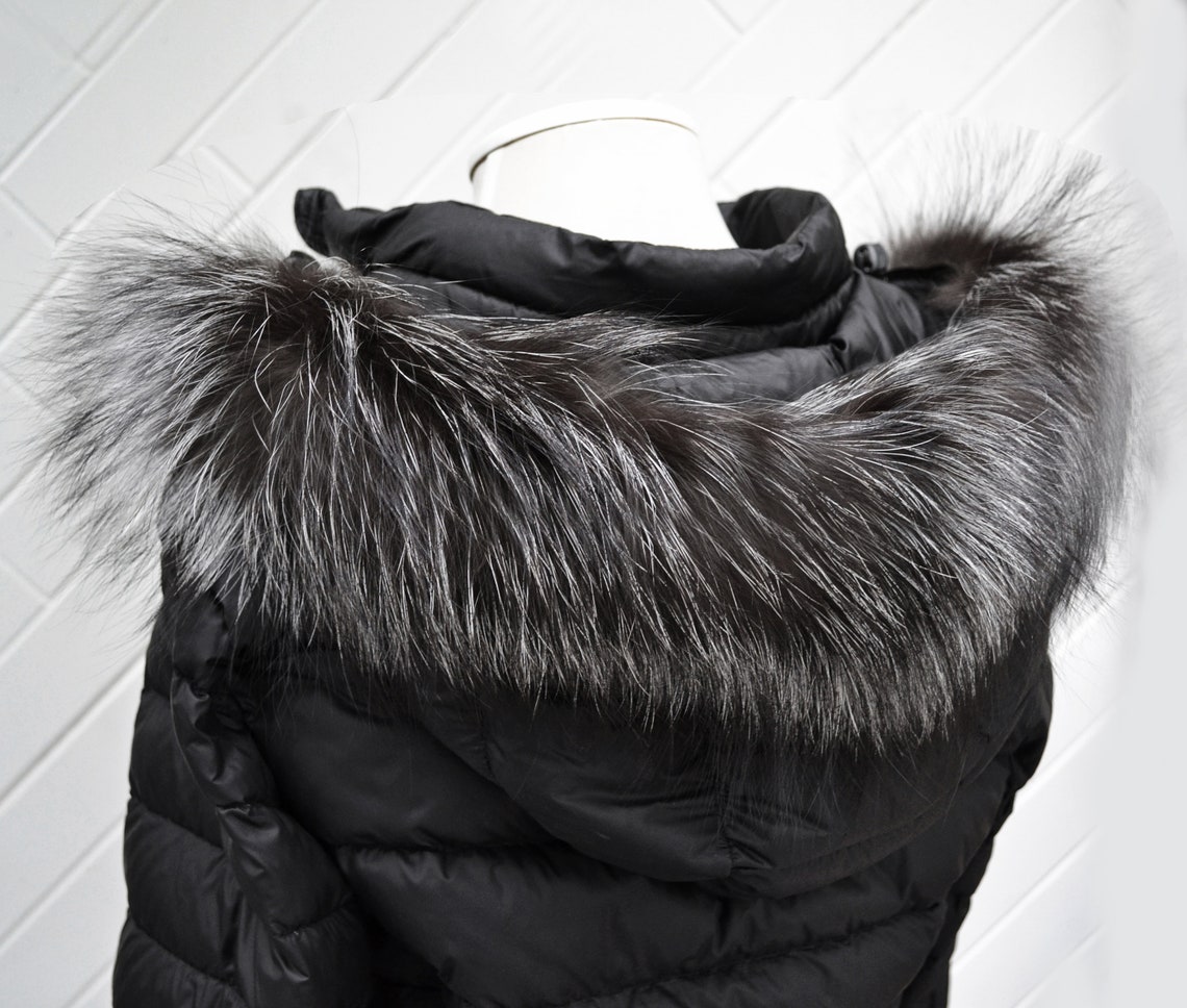 BY ORDER 60cm Real Silver Fox Fur Trim Hood Fur Collar Trim - Etsy