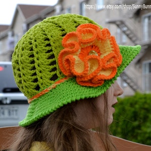 CROCHET PATTERN CHILD, Crochet Woman Hat, Summer hat pattern, Girl hat pattern, Flower Hat, Diagonal hat pattern, Brimmed Hat Pattern