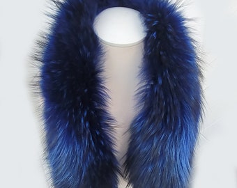 BY ORDER Large 100% Real Raccoon Fur Collar From Skin, Fur Trim