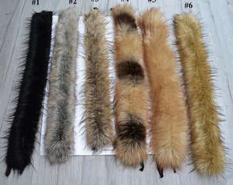 READY to SHIP Faux Fur Vegan Trim Hood 65-70 cm, Faux Fur Collar Trim, Fur Fabric, Fur Ruff, Faux Fur Hood, Hood Fur Jacket, Fur stripe Trim