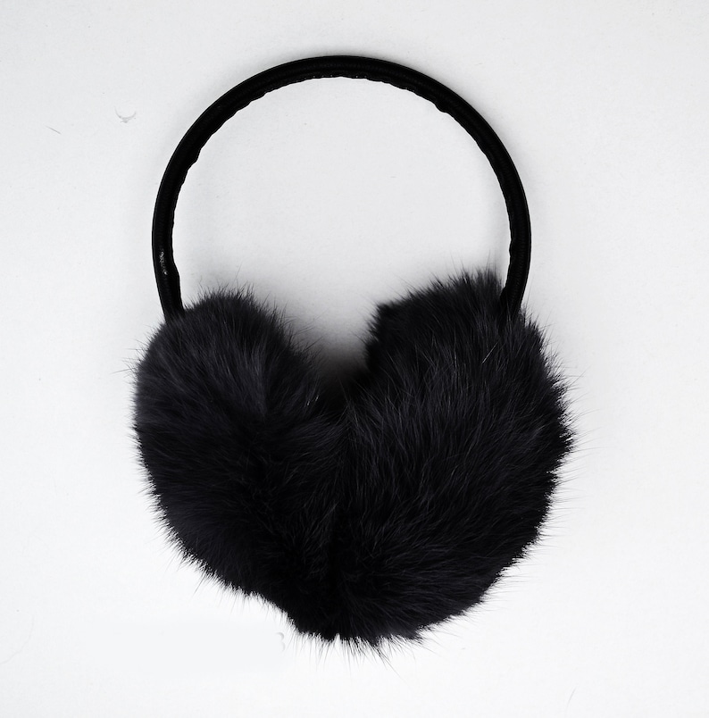 Black Fur Earmuffs Real Fur Ear Warmer Girls Earmuffs Large Etsy