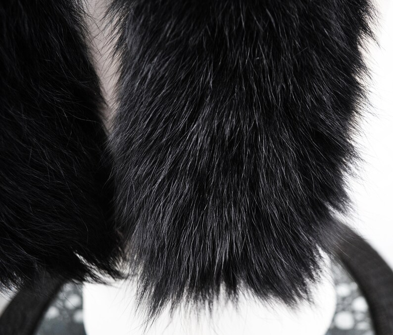 BY ORDER XL Double Real Fox Fur Tail Trim Hood, Fur collar trim, Fox Fur Collar, Fur Scarf, Fur Ruff, Fox Fur Hood, Hood Fur, stripe image 7