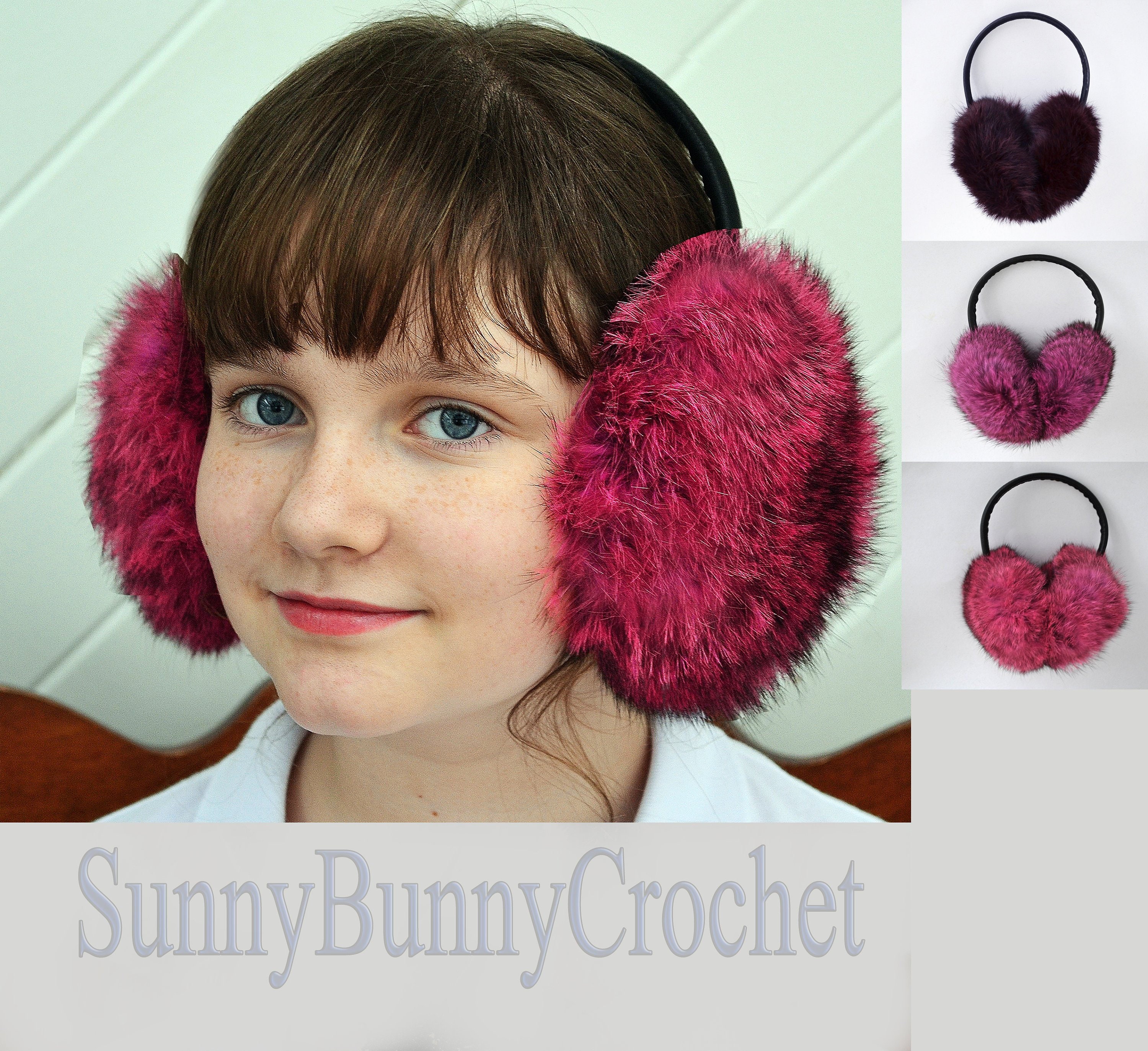 Real Fur Earmuffs Rabbit Fur Ear Warmer Red Earmuffs Large Etsy