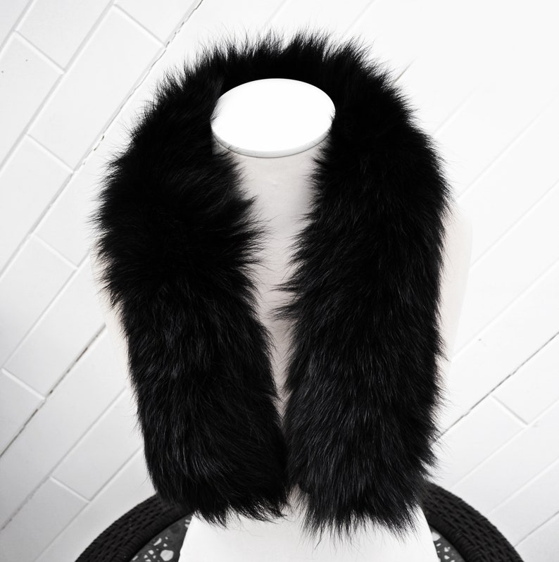 BY ORDER XL Double Real Fox Fur Tail Trim Hood, Fur collar trim, Fox Fur Collar, Fur Scarf, Fur Ruff, Fox Fur Hood, Hood Fur, stripe image 6