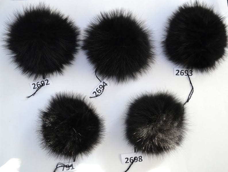 8-9 EXTRA LARGE BLACK Pom Poms Double Raccoon Pom Pom Giant Pom Pom for Chunky Hat Beanie Tuque Winter Knit Hats Puff Fluffy Fur Ball zdjęcie 2