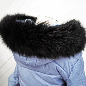 BY ORDER XL Double Real Fox Fur Tail Trim Hood, Fur collar trim, Fox Fur Collar, Fur Scarf, Fur Ruff, Fox Fur Hood, Hood Fur, stripe image 4