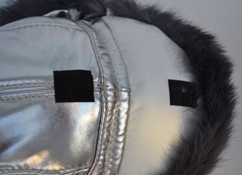 Silver Metallic Hat Rabbit Fur Earflap Fur Hat Fur Hat Russian Hat Ushanka Trapper Hat Gift for Her Aviator Hat WOMEN REAL FUR Hat