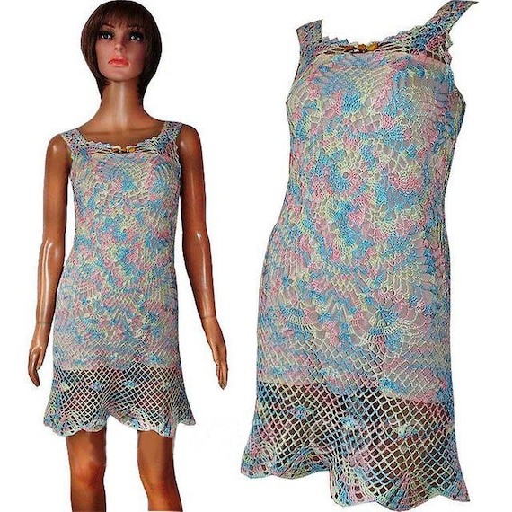 Women Summer Dress, Crochet Lace Dress, Crochet Coverup Dress, Crochet Beach Cover, Cotton Tunic, Pineapple Mini Dress, Women Boho Dress
