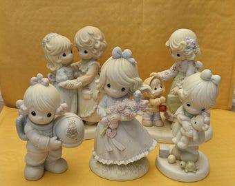 Figurka "Precious Moments" z motywem miłości, kolekcjonerska figurka vintage, lata 80. i 90. XX wieku, porcelanowo-ceramiczna figurka, rzadka, oryginalna, lalka dla dziewczynki, prezent
