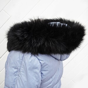 BY ORDER XL Double Real Fox Fur Tail Trim Hood, Fur collar trim, Fox Fur Collar, Fur Scarf, Fur Ruff, Fox Fur Hood, Hood Fur, stripe image 2