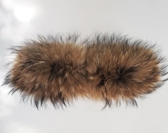 Real Fur for Slippers, Raccoon Fur Pieces, Pair of Raccoon Fur Trim, Raccoon Fur for Sandals, Fluffy Fur Slides, Fur Slippers, Fur Shoes