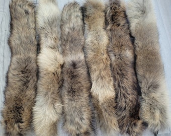 READY to SHIP 70,80 X4 cm Real Raccoon Fur Collar, Fur Trim for Hoodies, Raccoon Fur Collar, Fur Scarf, Fur Ruff, Raccoon Fur Hood, Raccoon