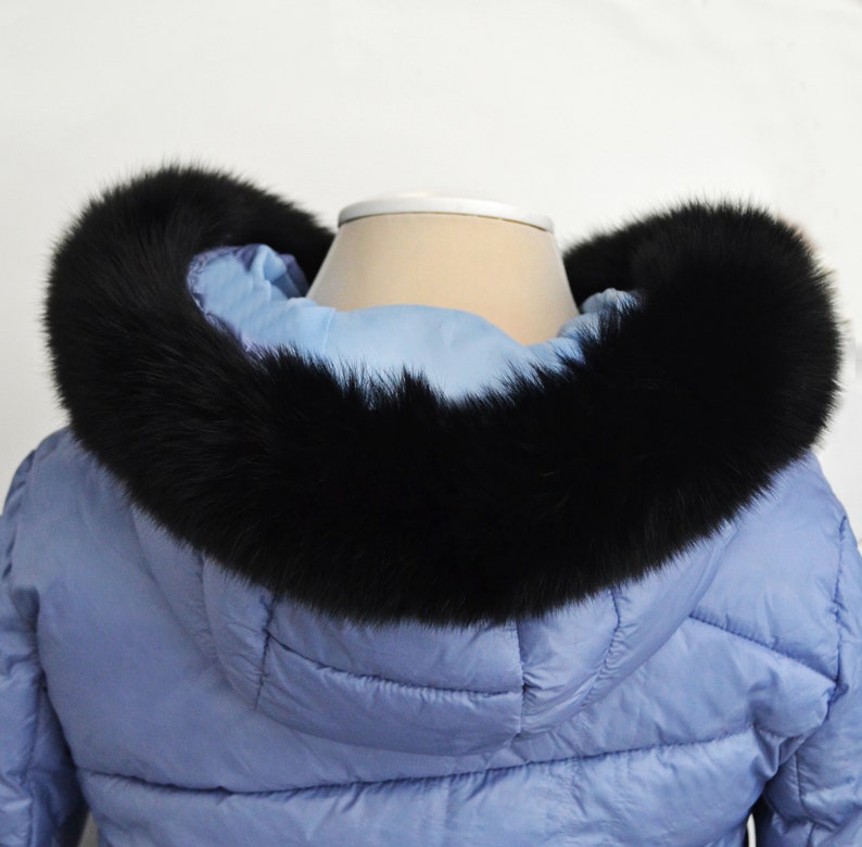BY ORDER, 8-10 cm WIDTH, Finnish Fox Fur Trim Hood, Fur collar trim, Fox Fur Collar, Fur Scarf, Fur Ruff, Fox Fur Hood, Fox Fur, Fur stripe Black