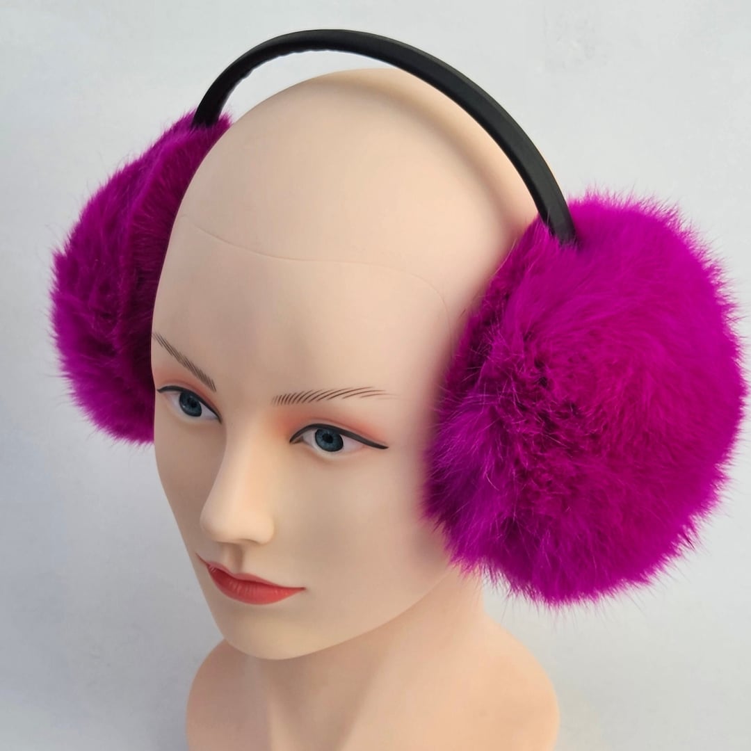Pink Fur Earmuffs Real Fur Ear Warmer Girls Earmuffs Large Etsy