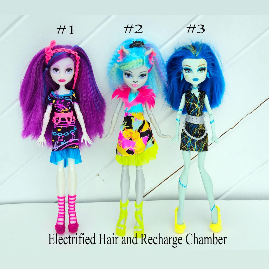 Monster High Doll for Collectors OOAK Repaints Playing Electrified Monstrous Hair Hair rising Ghouls Freaky Fusion Recharge Chamber Etsy