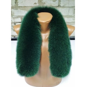 BY ORDER (not Tail) XL Extra Large Real Fox Fur Trim Hood, Green Fur collar trim, Fox Fur Collar, Fur Scarf, Fur Ruff, Fox Fur Hood, Jacket image 7