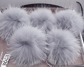 6&quot; to 9&quot; EXTRA LARGE GRAY Pom Poms! Double Raccoon Pom Pom Giant Pom Pom for Chunky Hat Beanie Tuque Winter Knit Hats  Puff Fluffy Fur Ball