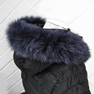 BY ORDER, Real Fox Fur Tail Trim Hood, Fur collar trim, Fox Fur Collar, Fur Scarf, Fur Ruff, Fur Hood, Fur stripe, Coat Trim, Jacket image 2