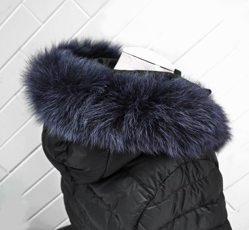 BY ORDER, Real Fox Fur Tail Trim Hood, Fur collar trim, Fox Fur Collar, Fur Scarf, Fur Ruff, Fur Hood, Fur stripe, Coat Trim, Jacket image 2