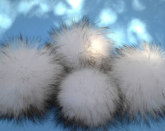 7&quot; to 8&quot; LARGE FUR POM Pom! White Raccoon Pom Pom for Hat Beanie Tuque Winter Knit Hat Large Pom Pom Fluffy Raccoon Pom Pom Fur Ball Child