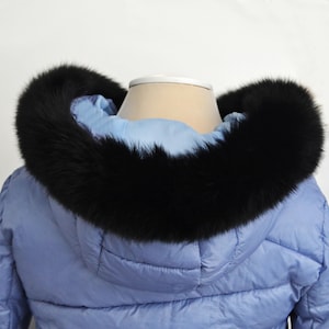 BY ORDER, not Tail, 60 cm Super Soft Real Black Fox Fur Trim Hood, Fur collar trim, Fox Fur Collar, Fur Ruff, Fur Hood, Fox Fur, Fur