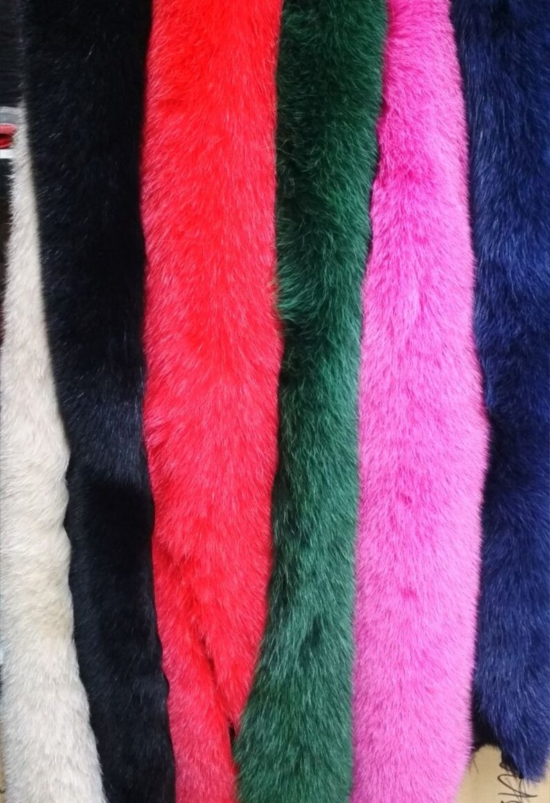 BY ORDER (not Tail) XL Extra Large Real Fox Fur Trim Hood, Green Fur collar trim, Fox Fur Collar, Fur Scarf, Fur Ruff, Fox Fur Hood, Jacket image 6