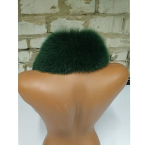 BY ORDER (not Tail) XL Extra Large Real Fox Fur Trim Hood, Green Fur collar trim, Fox Fur Collar, Fur Scarf, Fur Ruff, Fox Fur Hood, Jacket image 3