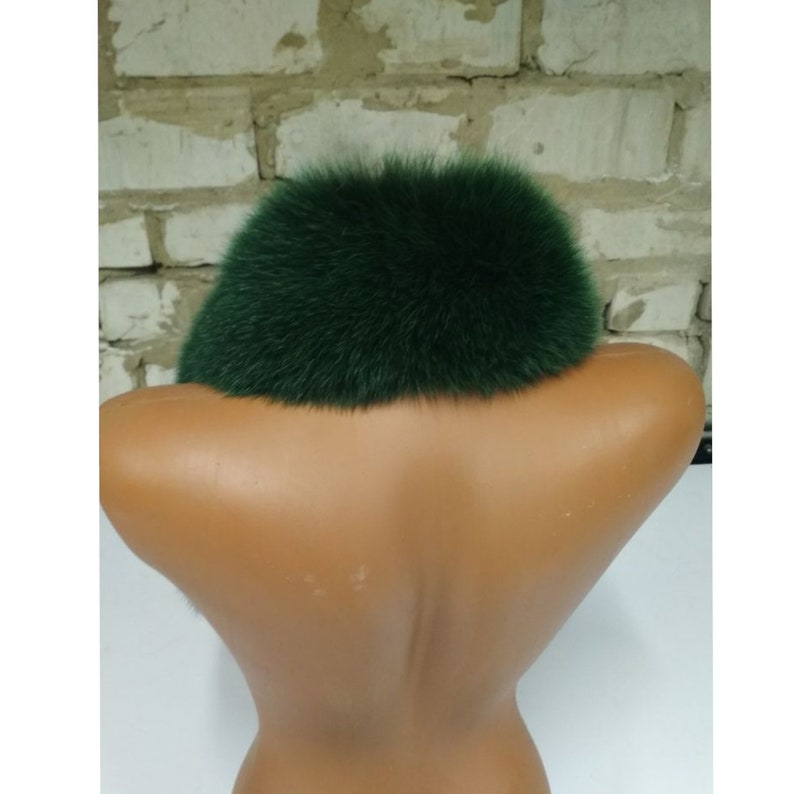 BY ORDER (not Tail) XL Extra Large Real Fox Fur Trim Hood, Green Fur collar trim, Fox Fur Collar, Fur Scarf, Fur Ruff, Fox Fur Hood, Jacket image 3