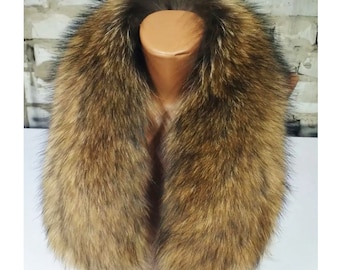 BY ORDER XL Large Full Finnish Real Raccoon Fur Collar, Fur Trim for Hoodie, Raccoon Fur Collar, Fur Scarf, Fur Ruff, Raccoon Fur Hood