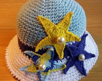 SUMMER HAT Pattern, Crochet Hat Pattern, Crochet Hat, Hat Pattern, Child Pattern, Summer Crochet Hat, Hat with brim, Sun Hat, Girl, Children