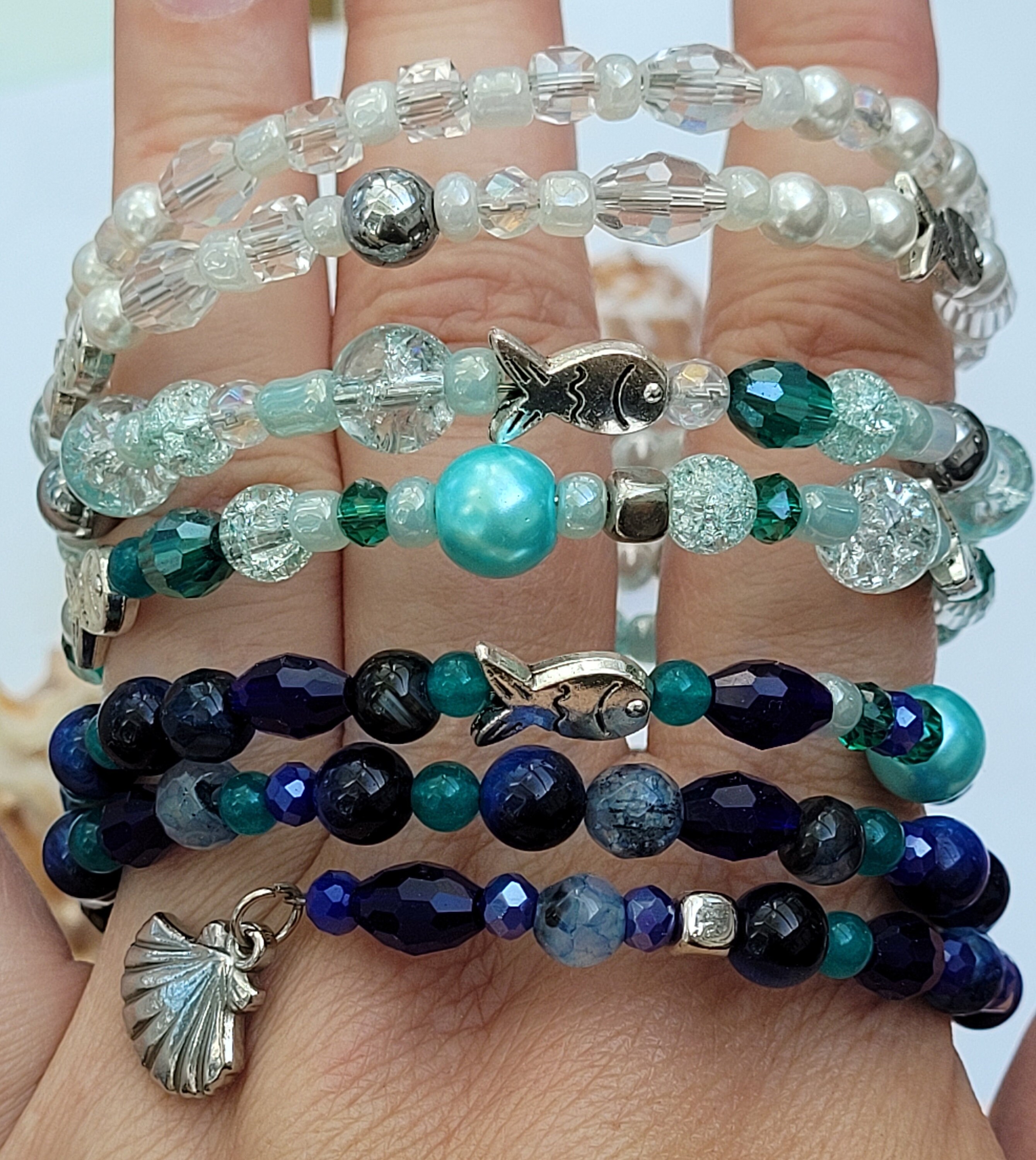 Lot De 3 Bracelets Empilables En Pierres Rondes 8mm Bling Jewelry - Ajustables, Pour Femmes Et Hommes