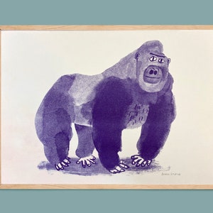 purple GORILLA risograph print A3