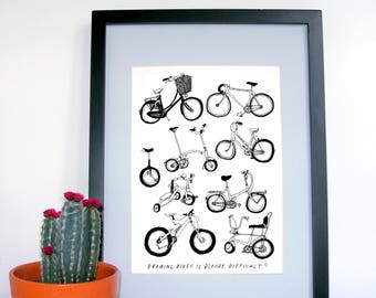 Disegnare biciclette è Bloody Difficult A4 giclee stampa