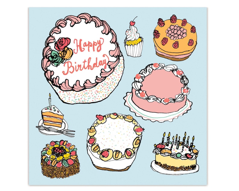 Customizable Birthday Card Decorate Your Own Cakes Etsy