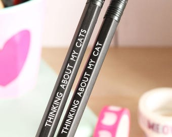 Thinking about my cat pencil, 2B graphite embossed pencil