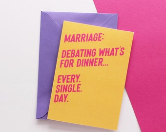 Debating what's for dinner wedding card, Funny anniversary card