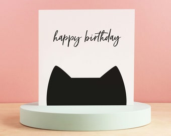 Cat birthday cards, Black cat happy birthday card