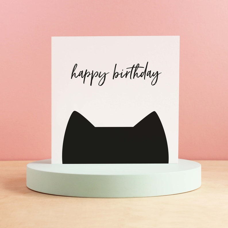 Cat birthday cards, Black cat happy birthday card image 1