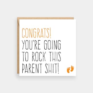 Nouvelle carte de bébé amusante, Rock this parent shit, carte pour les nouveaux parents, carte de grossesse