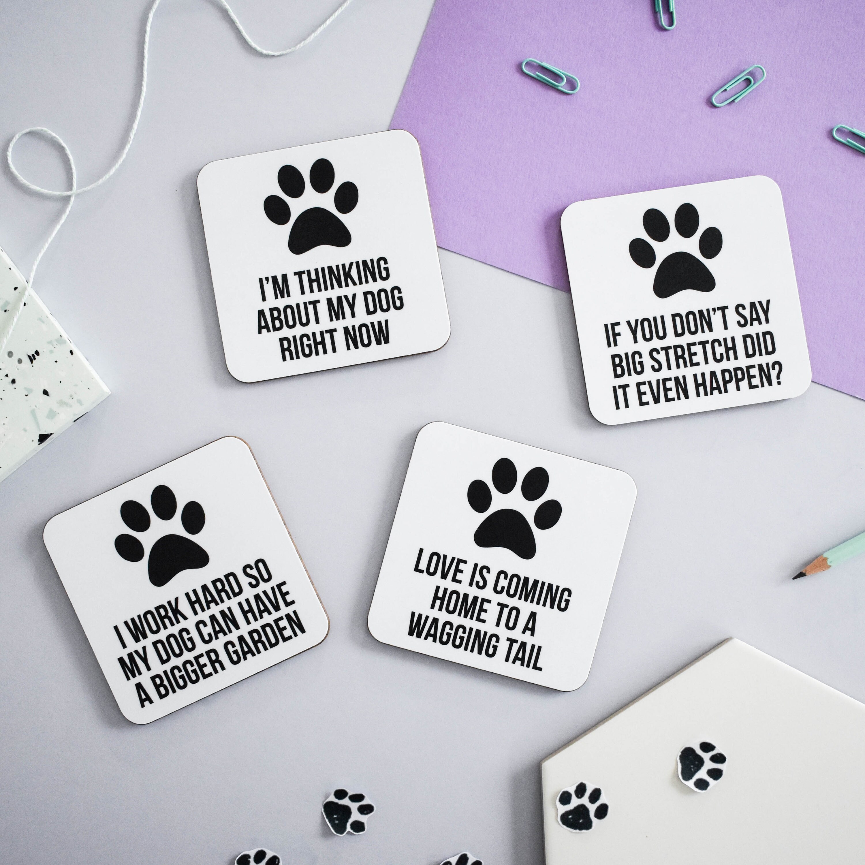 Dog coaster set Set of 4 coasters for dog lover Gifts for Etsy