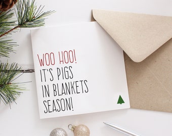 Funny pigs in blankets Christmas card